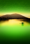 山水 夕阳 湖