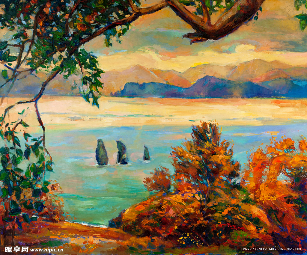 大海风景油画