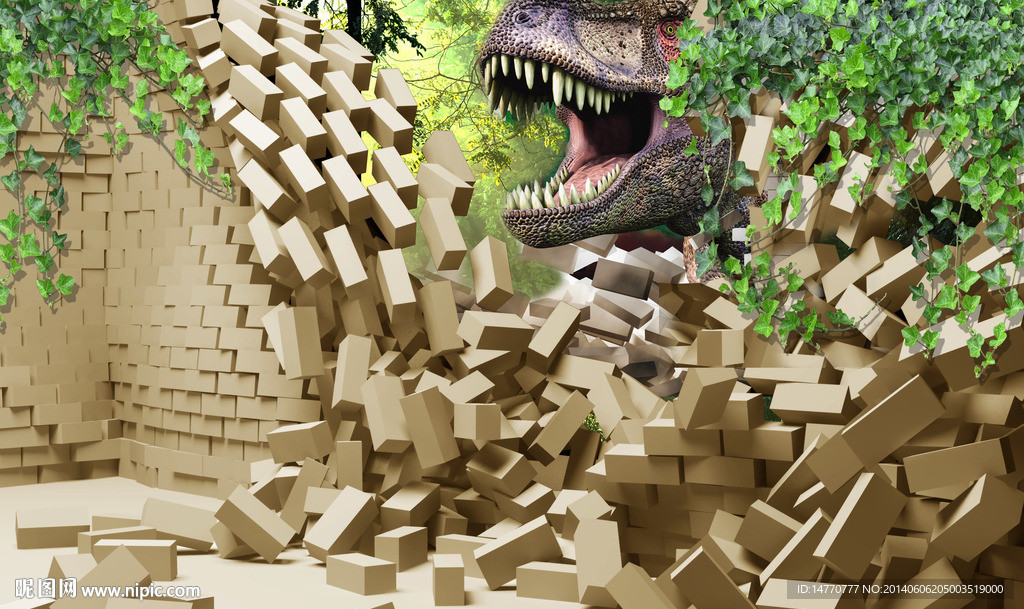 3d背景墙 恐龙