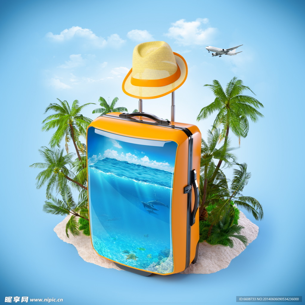 旅行箱夏季旅游广告