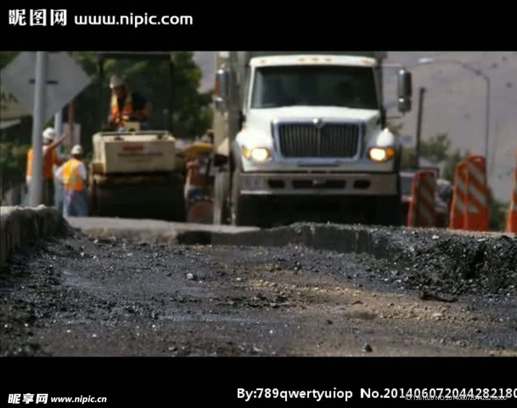 实拍道路施工视频素材