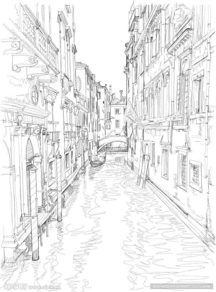 风光素描 风景画