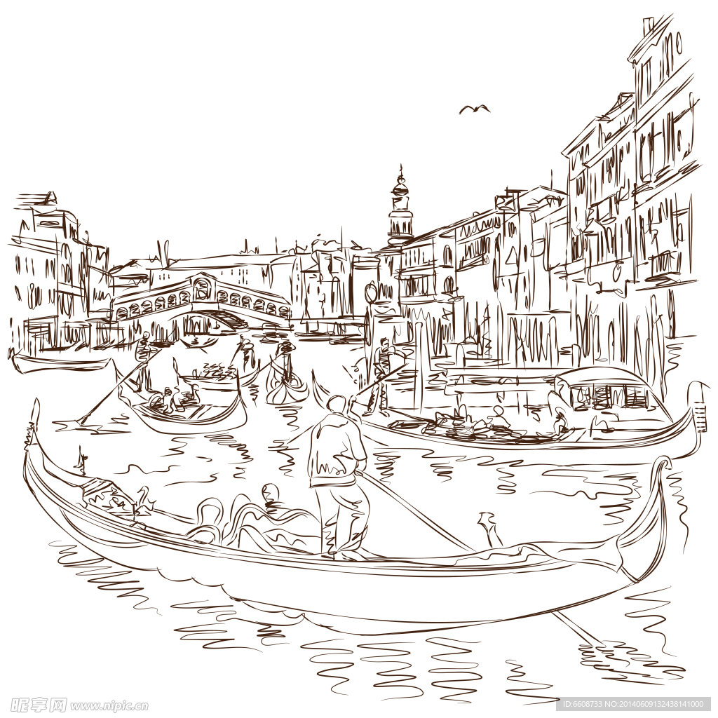 风光素描 风景画