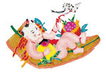 小孩剪纸-仙鹤桃子
