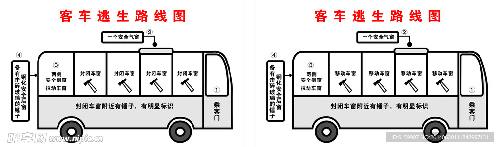 客车逃生示意图