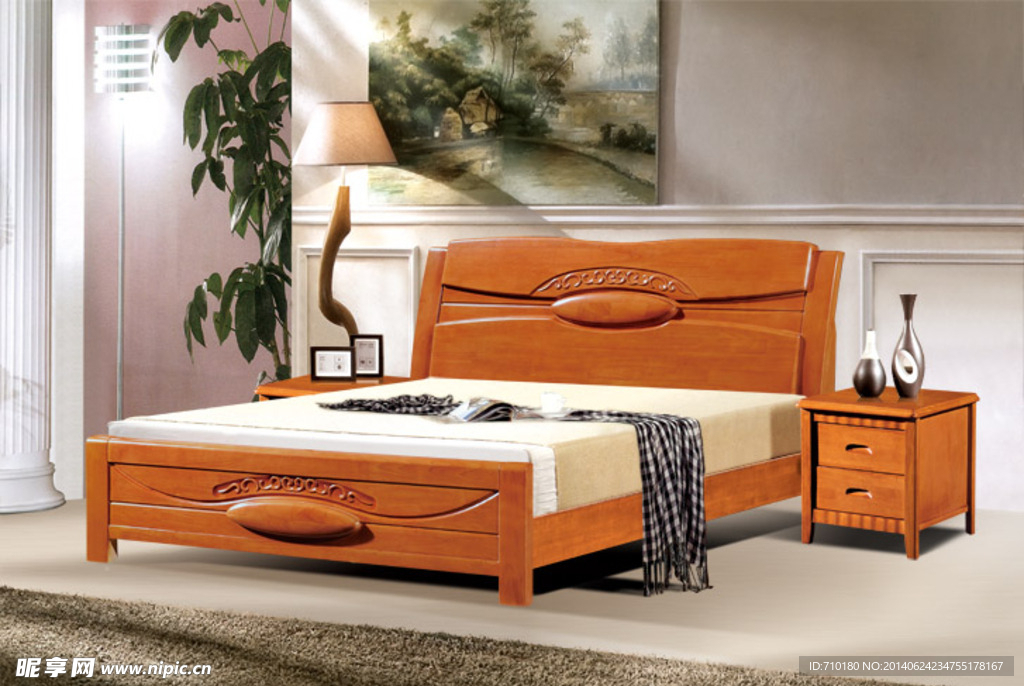 家具 实木床 背景 实