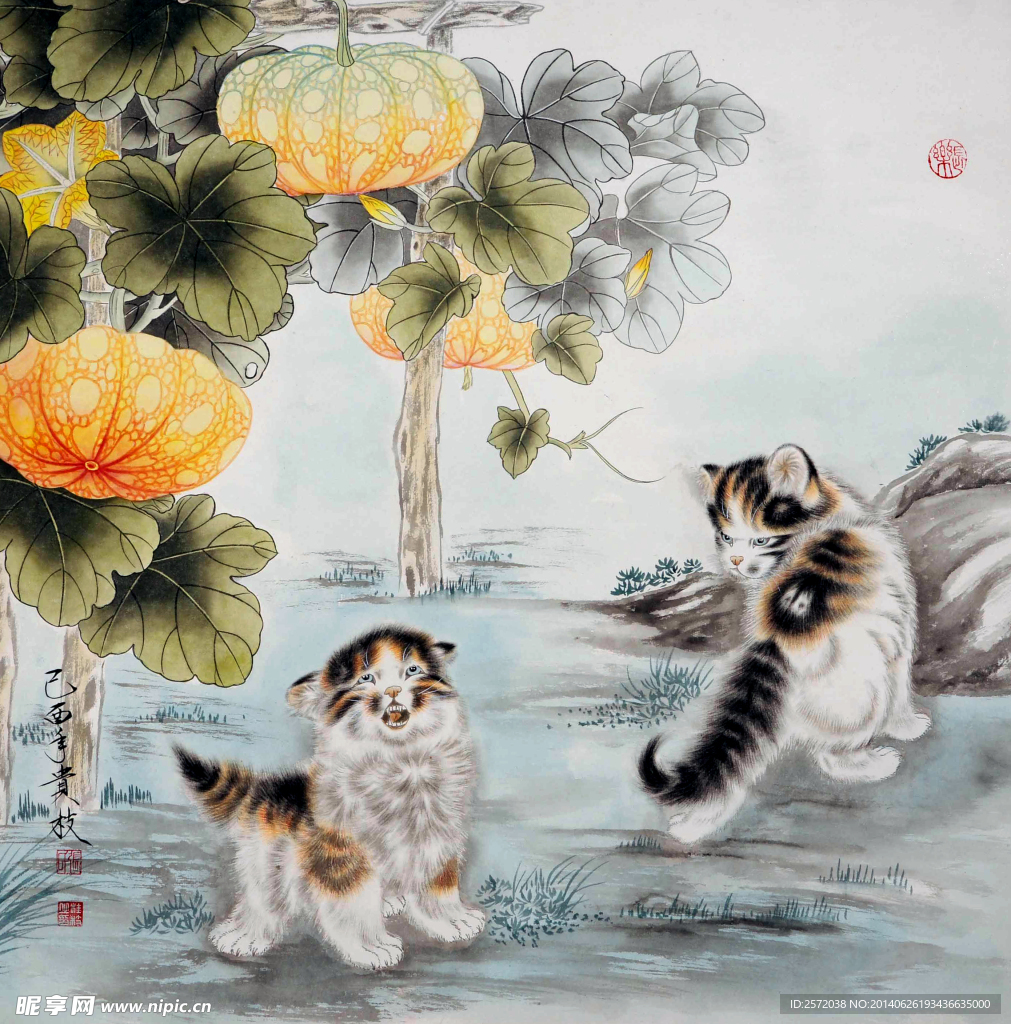 瓜棚双猫