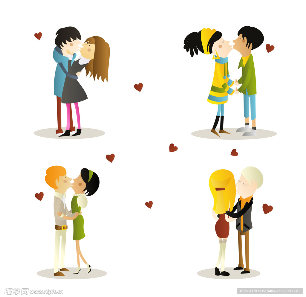吻, 爱, 浪漫的概念。快乐情侣接吻。卡通矢量插画 — 图库矢量图像© sergeypykhonin #184468358