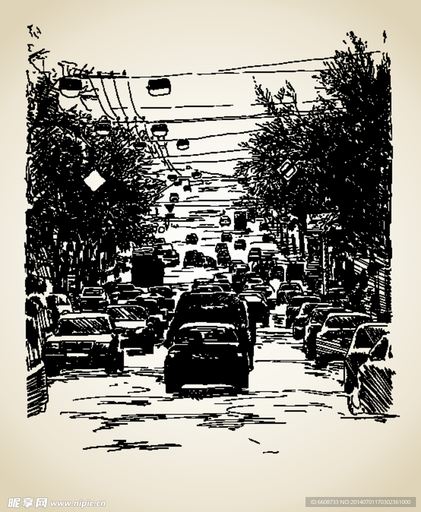 素描城市 铅笔画