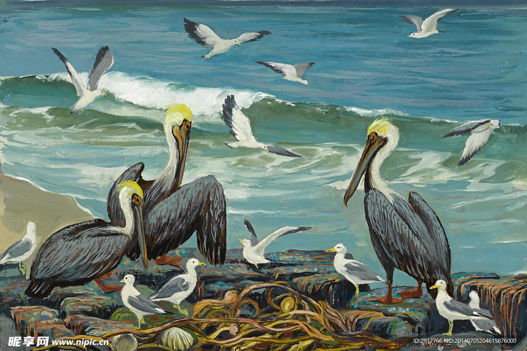 鹤 油画