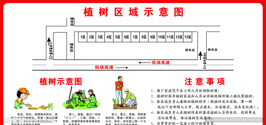 植树区域示意图