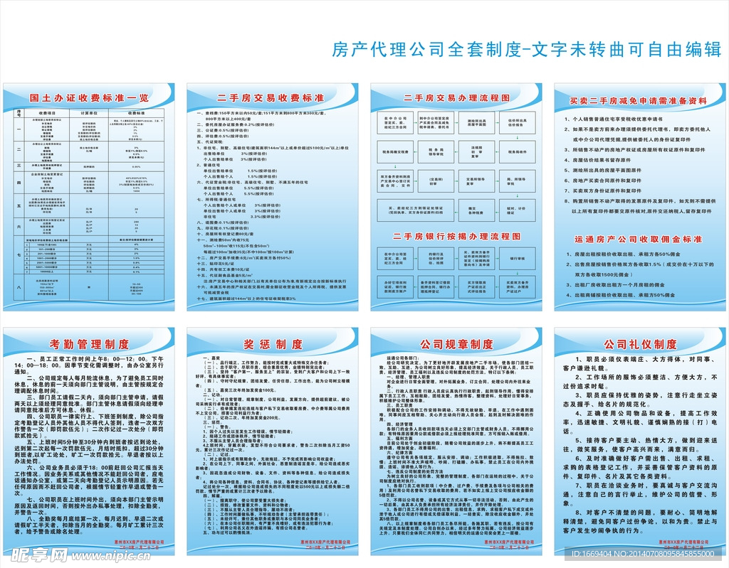 房产中介上墙制度模板