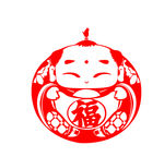 娃娃剪纸福字年画 喜