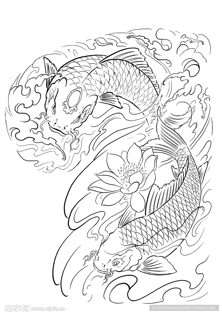 纹身花纹鲤鱼图案