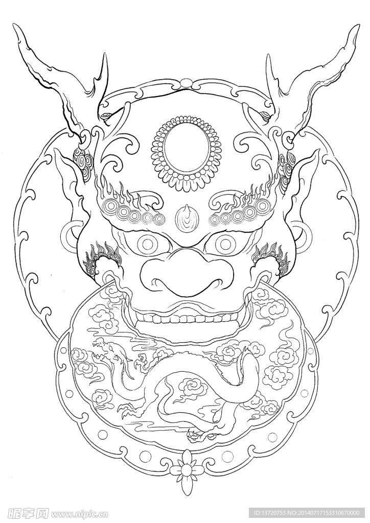 花纹图腾纹身图案龙头纹