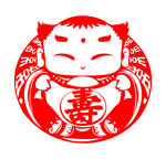 剪纸娃娃 大寿图腾 喜庆年画