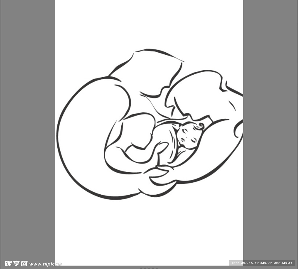 爱心一家人线稿