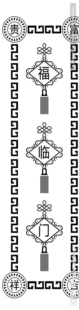 玻璃喷砂图富贵吉祥