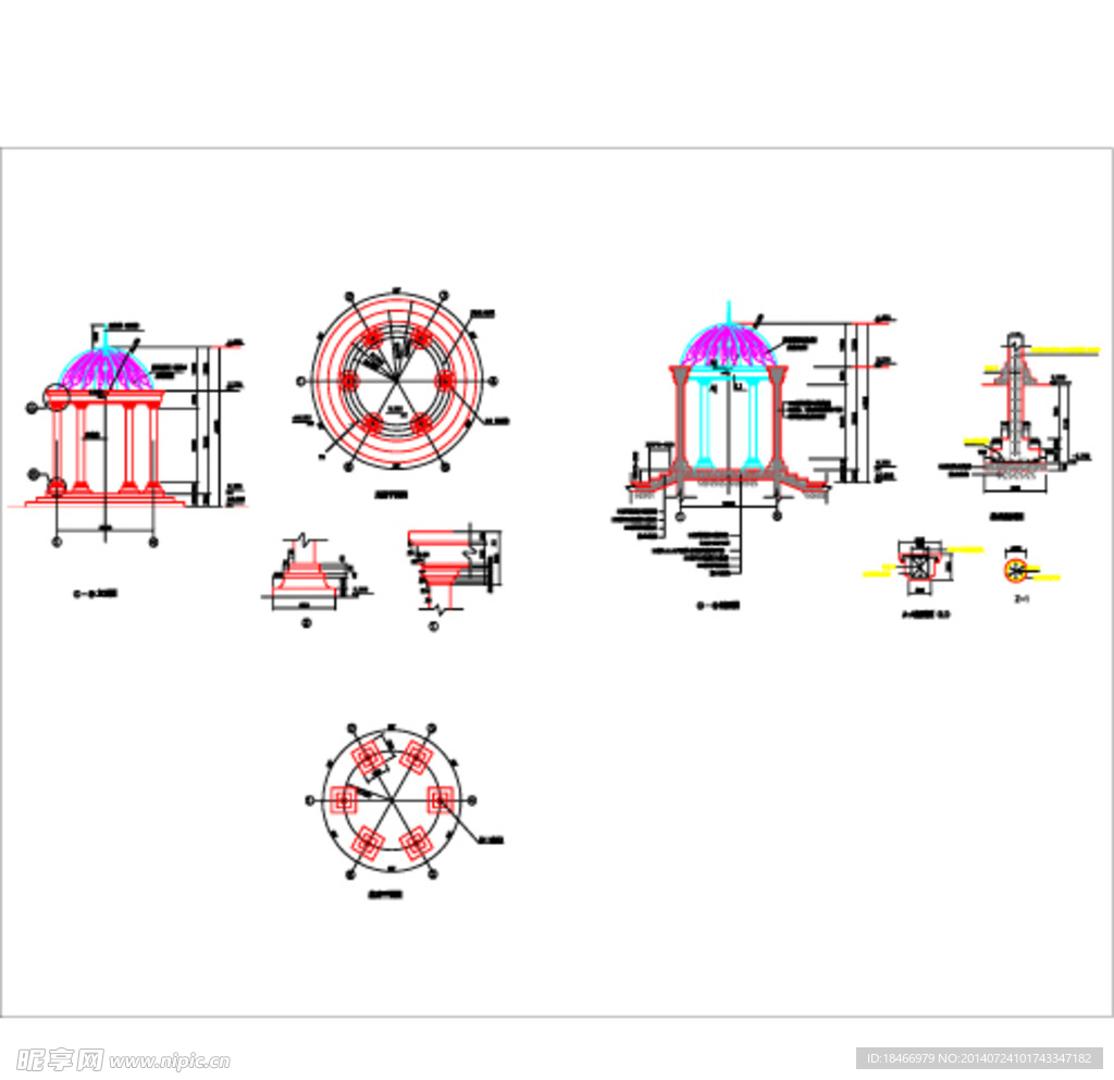 圆亭方案CAD图例