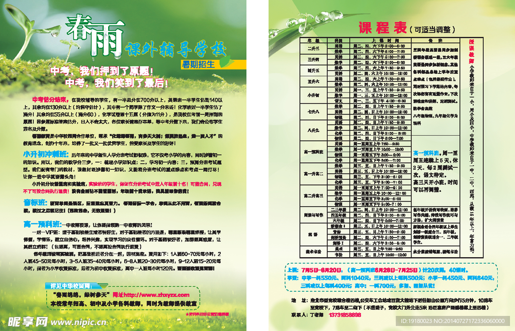 辅导班单页图片