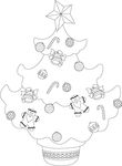 圣诞树盆栽线描图