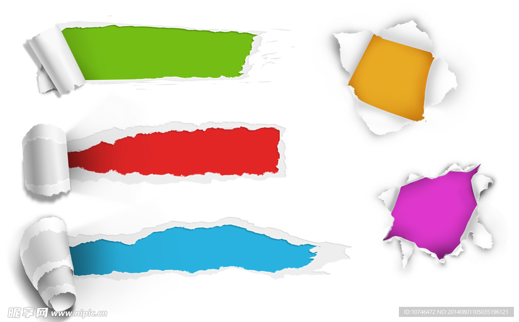 纸张撕裂彩色