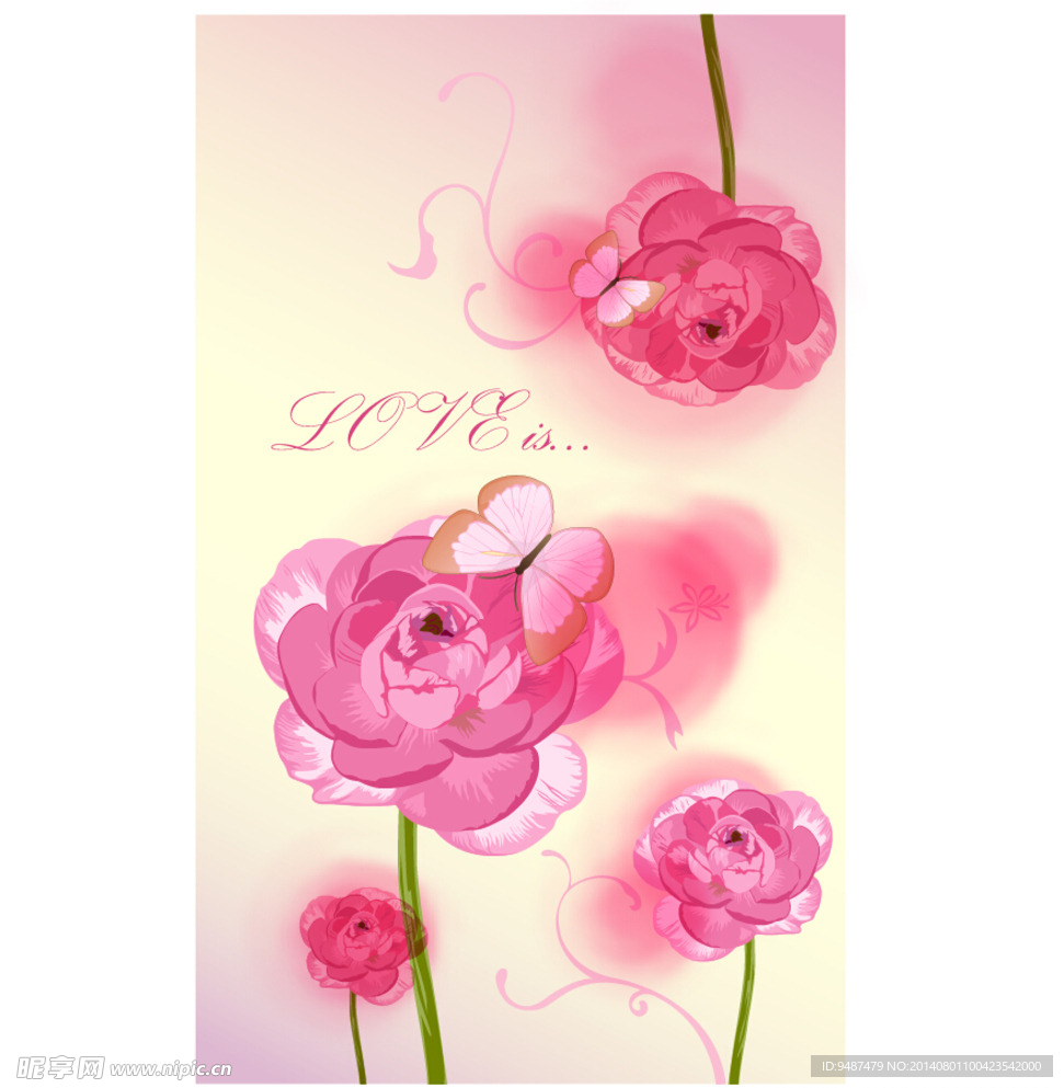 时尚花纹梦幻鲜花素材