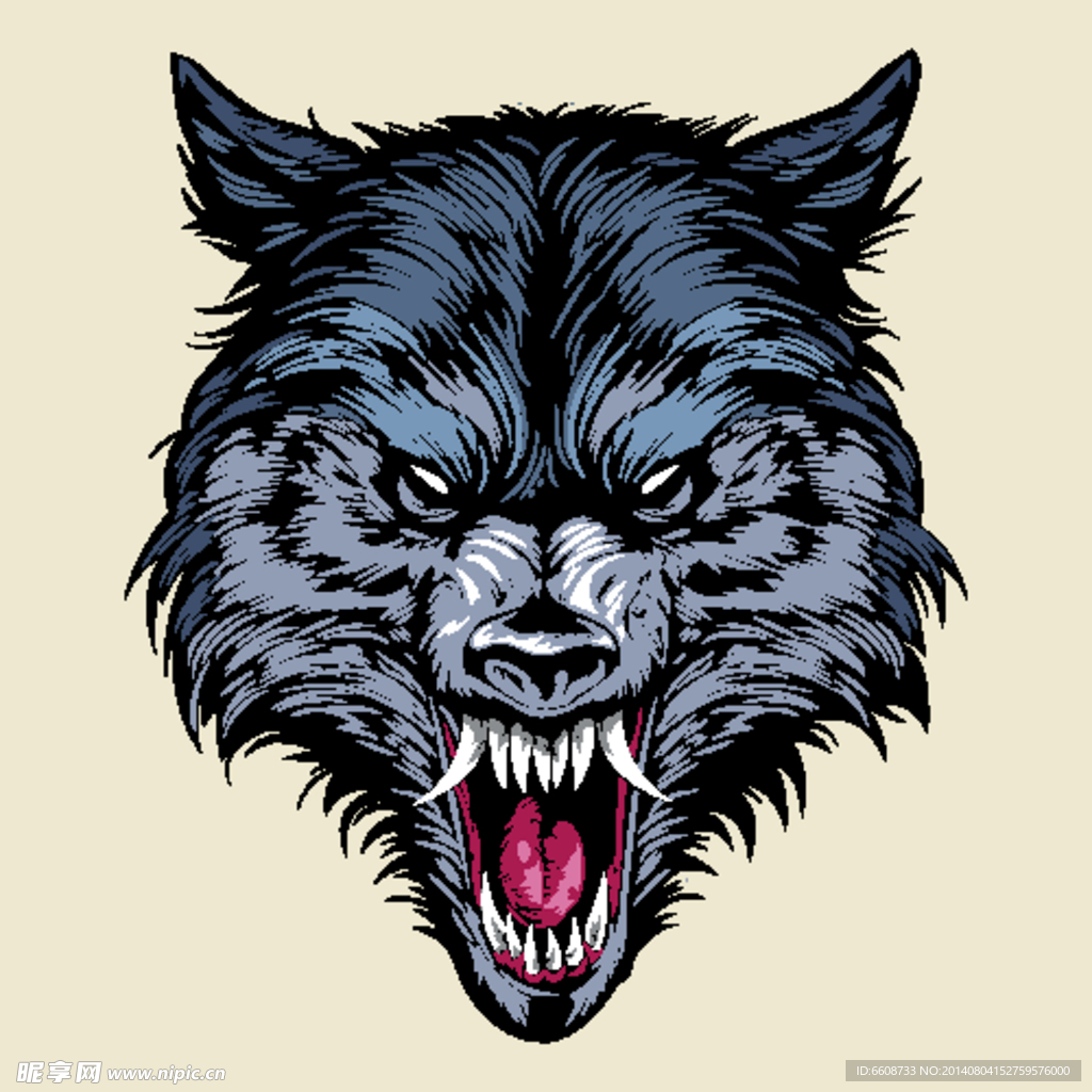 抽象的な ⁇ 狼の頭のベクトルアートデザインイラスト | プレミアムベクター