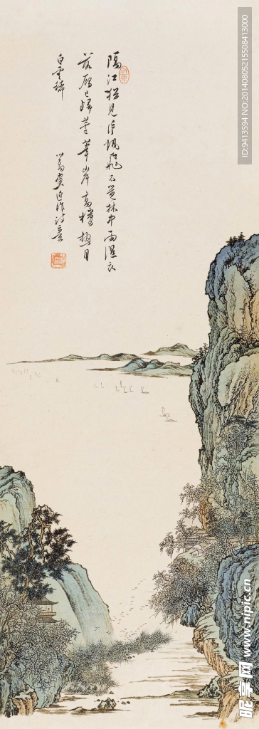隔江帆影