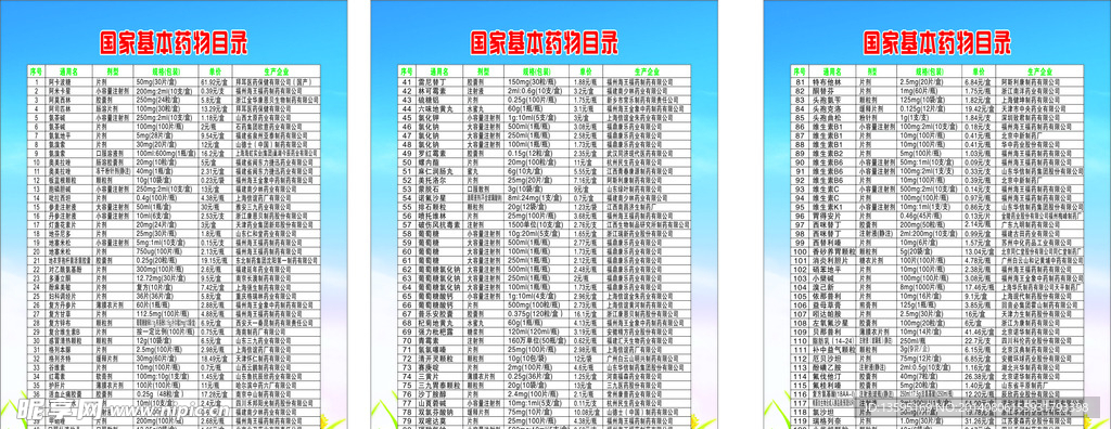 国家基本药物目录