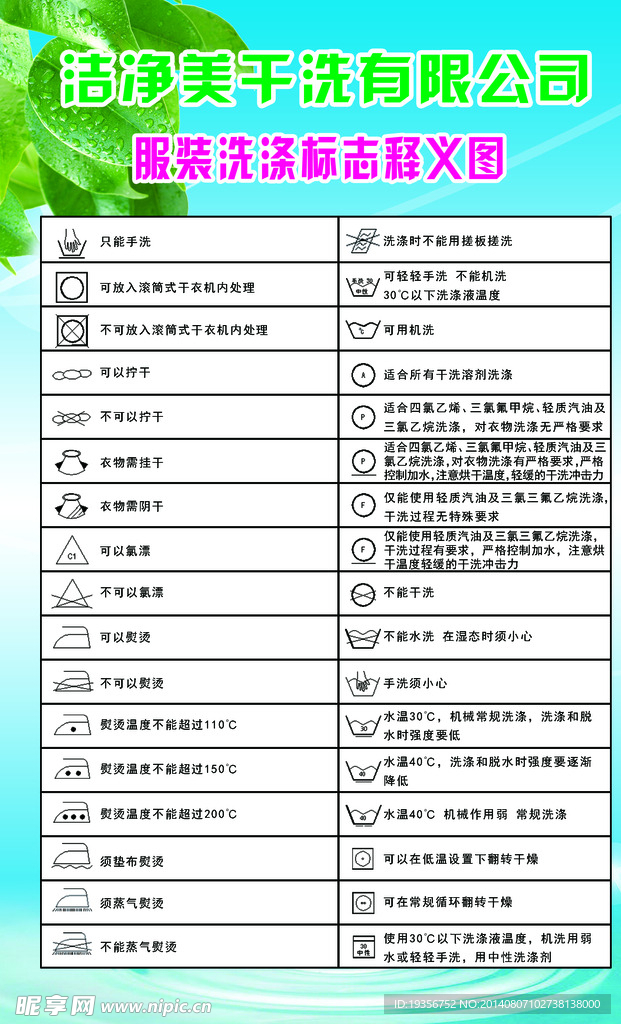 服装洗涤标志分层释义