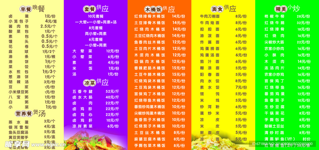 餐厅KT板菜单