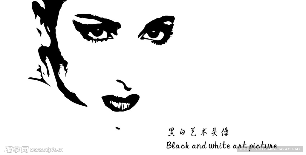 人物女性黑白艺术速写勾勒