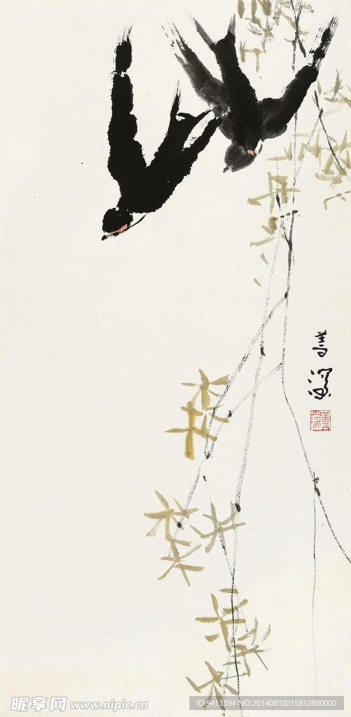 柳树双燕