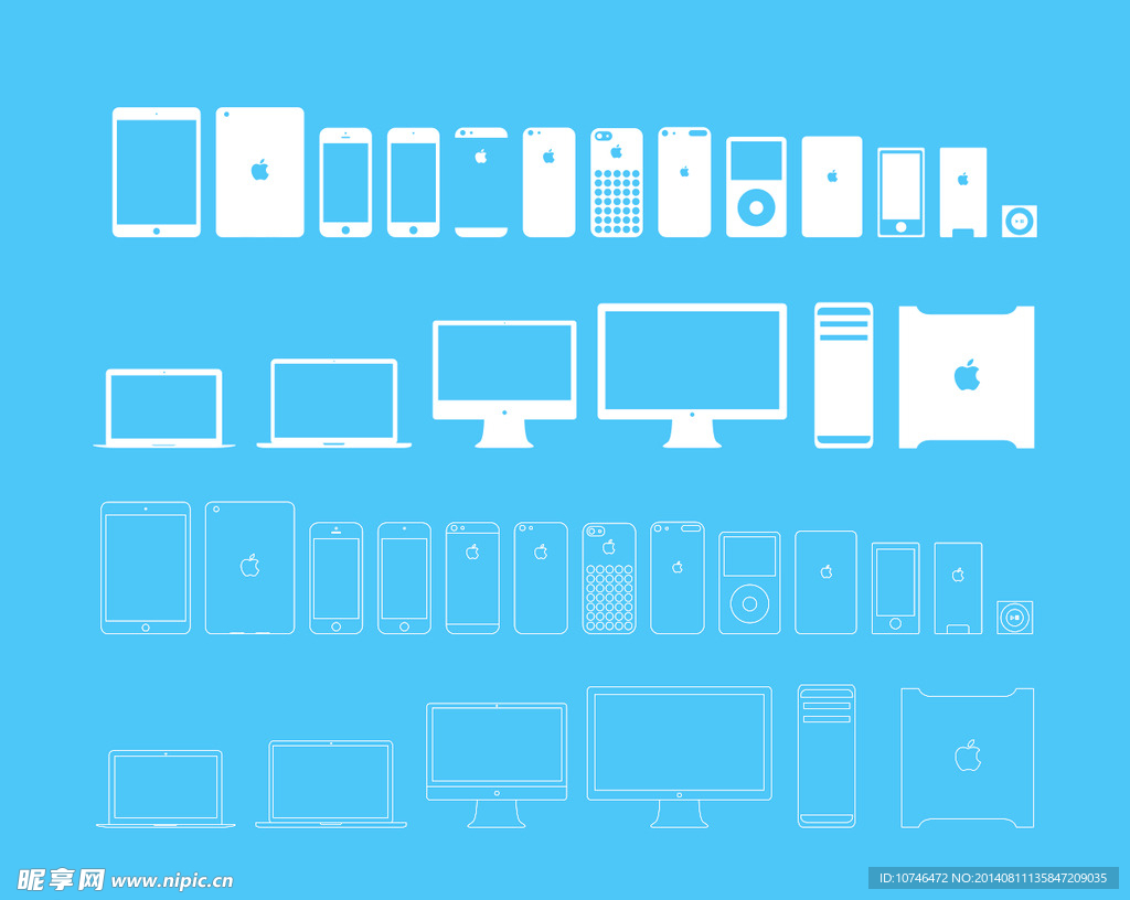 apple各设备线形图