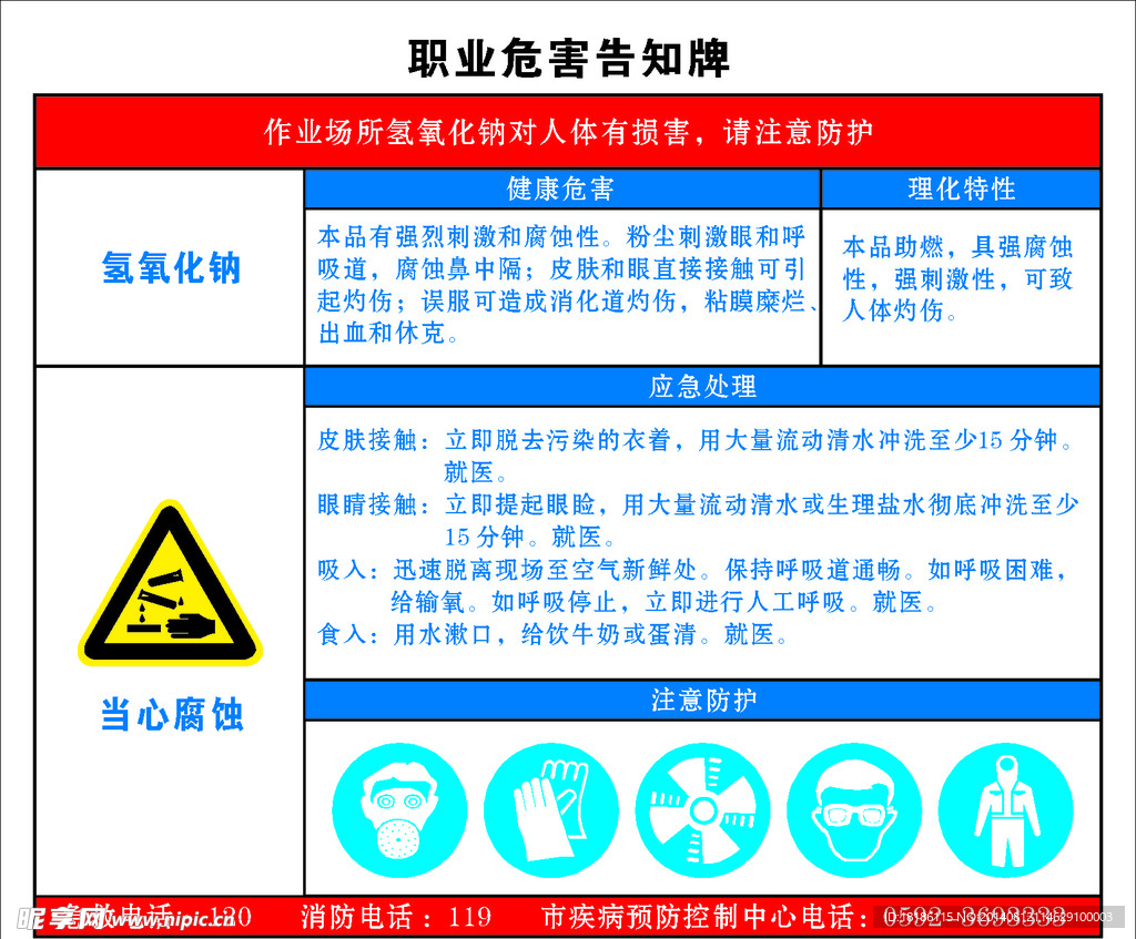 职业危害告知牌氢氧化