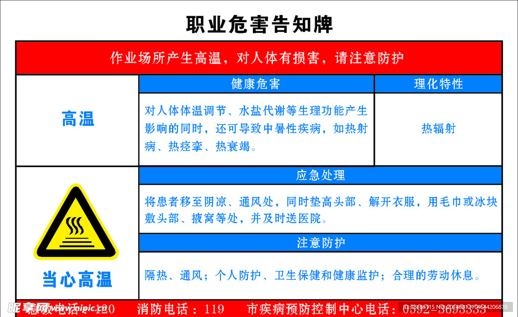 职业危害告知牌高温