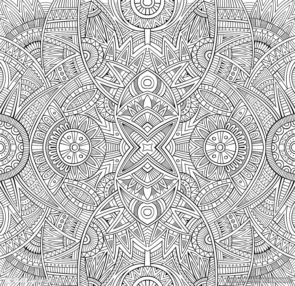 素描抽象花卉向量无缝