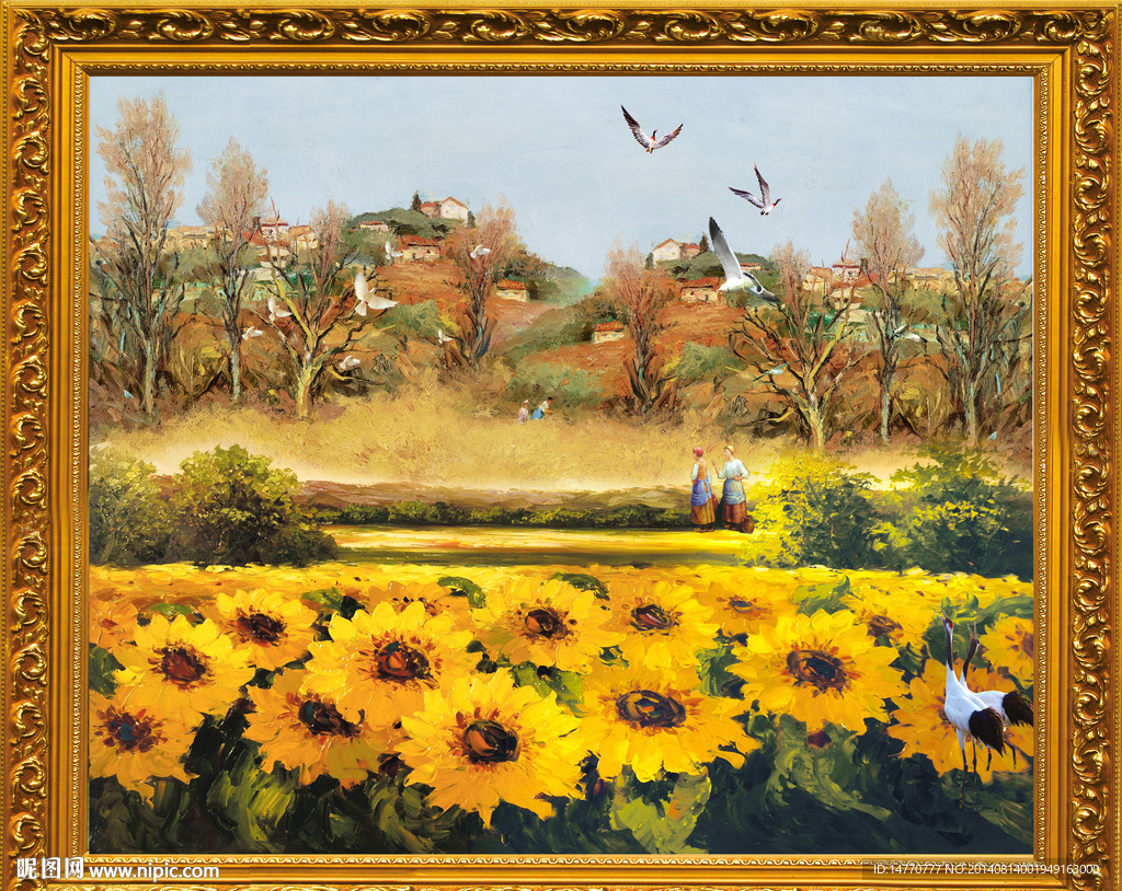 油画风景 菊花