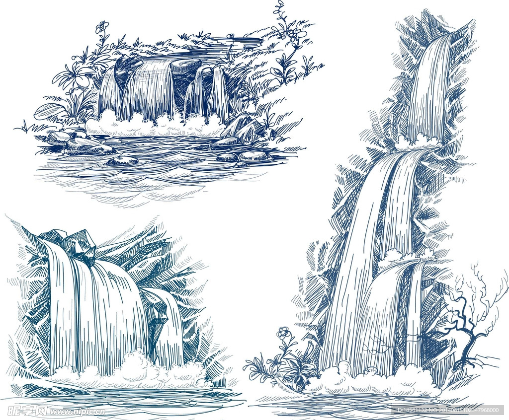 线描瀑布