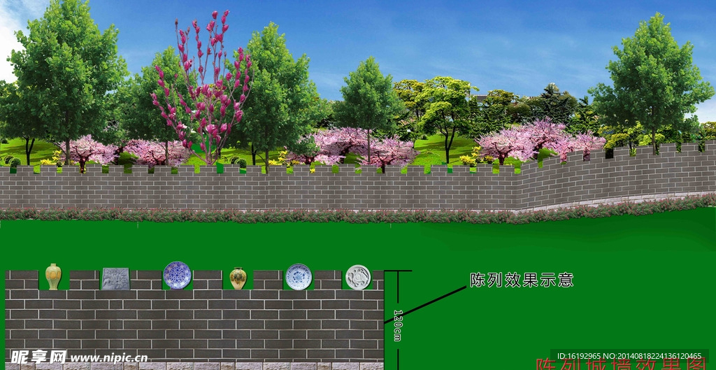 绿化陈列墙效果图