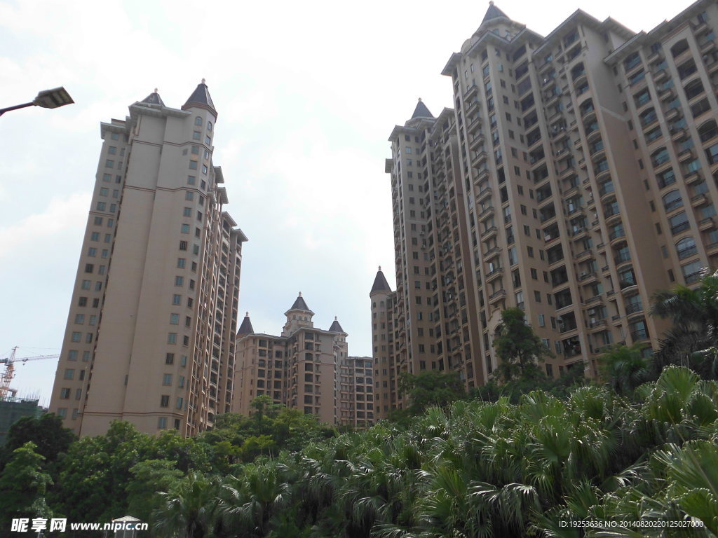 高楼大厦 树木 房地产
