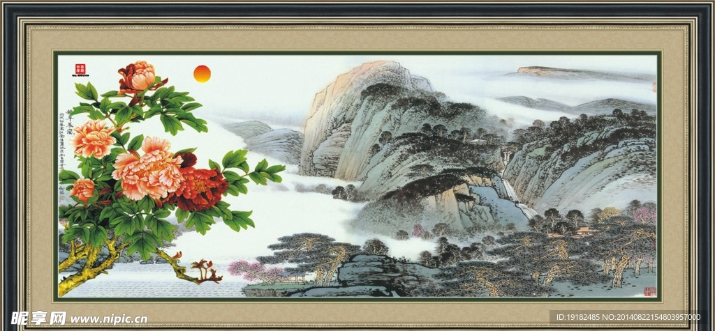 天香国色山水画