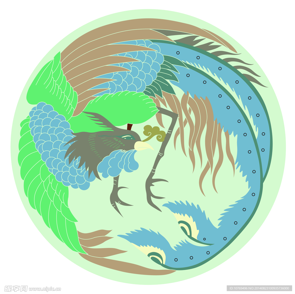 凤纹 圆形底纹 古典 