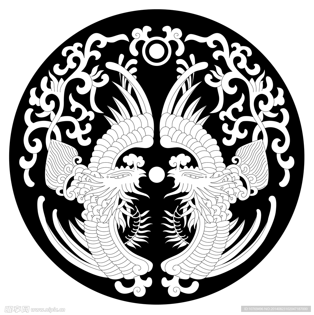凤纹 圆形底纹 古典
