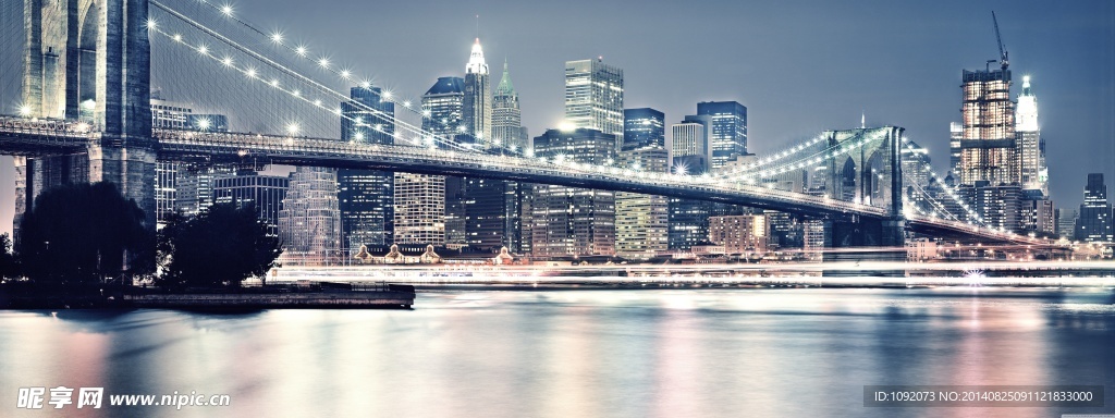 布鲁克林大桥美丽夜景