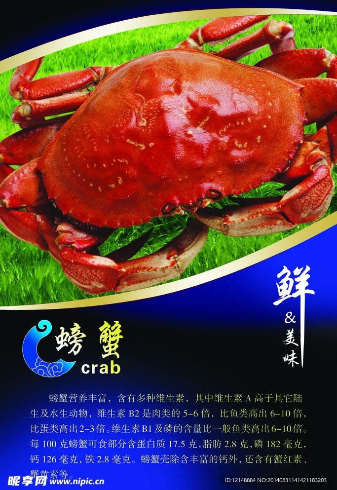 螃蟹海报展板素材