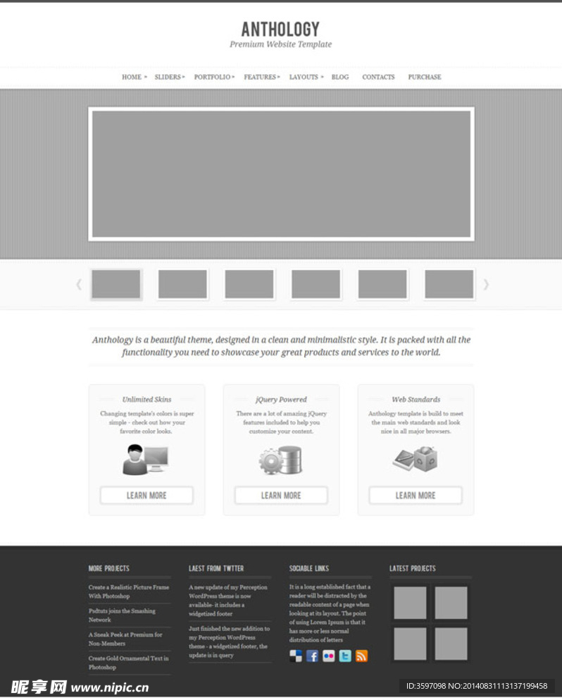黑白简约风格网站模板
