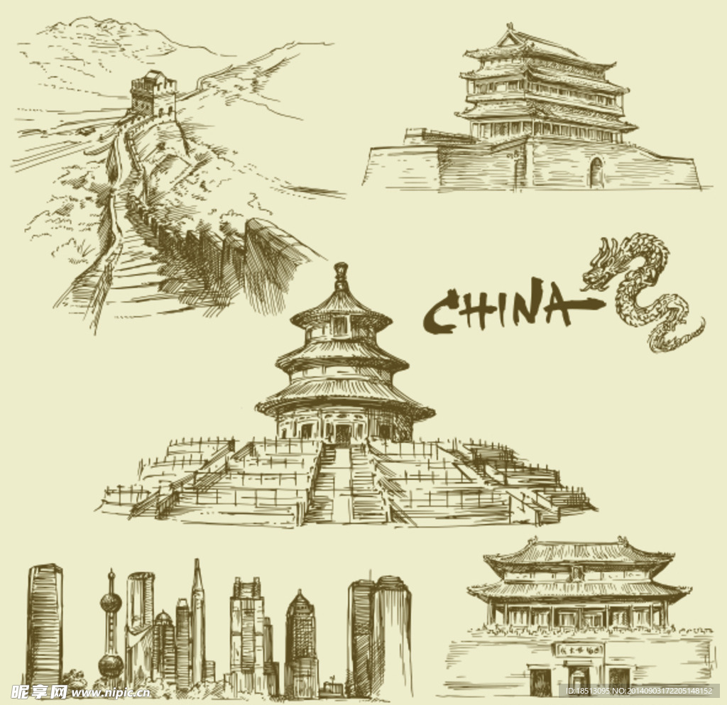 中国建筑插画