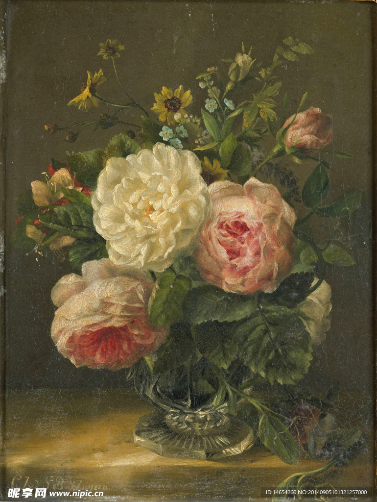 鲜花 静物 油画